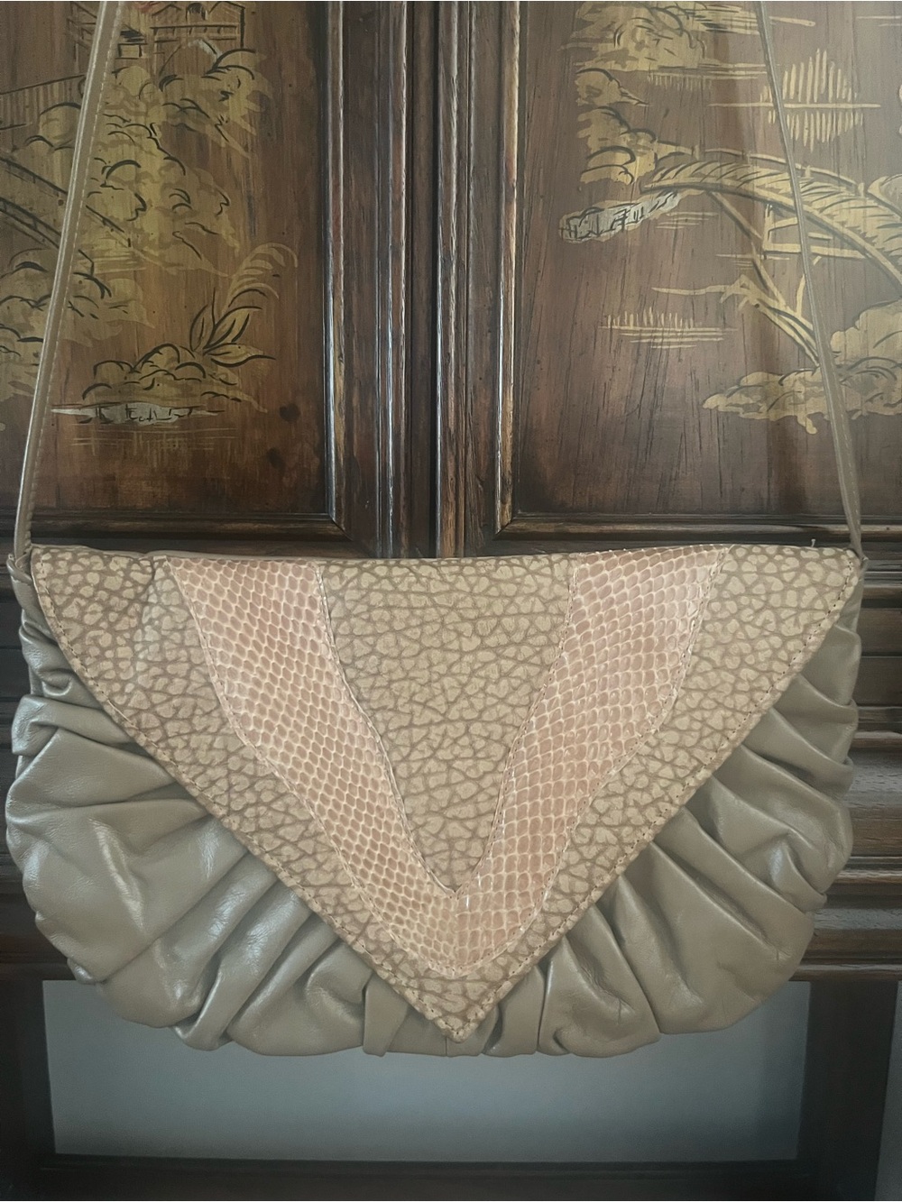1980s Leather and Snakeskin Clutch Purse | True Vintage | Excellent Condition